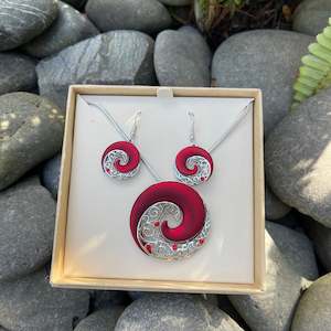 Deep Red Koru Jewellery Set
