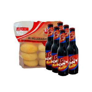 Products: 6 Pack Pony Malta + Almojabanas Pan Pa’ Ya Combo