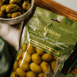For The Pantry: Kiwi Artisan Lemon Myrtle, Basil & Kawakawa Infused Green Olives