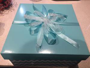 An Aqua & White Gift Box with Aqua Lid - Large (Fill up with your own selection of products)