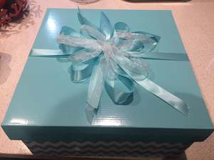 An Aqua & White Gift Box with Aqua Lid - Large (Fill up with your own selection of products)