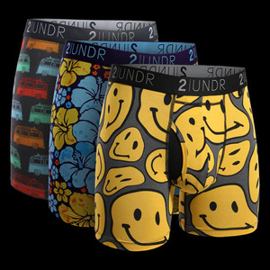 Products: SWING SHIFT BOXER BRIEF 3 PACK BOXSET – SURF BUS – FLOWER – SMILEY Tattoo Golf