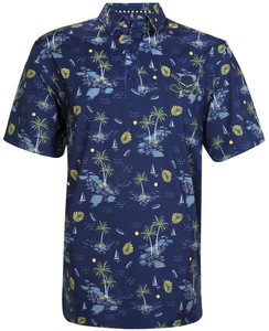 Summertime Cool-Stretch Men’s Golf Shirt (Dark Blue) Tattoo Golf