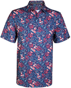Tattoo Guns & Roses Cool-Stretch Men’s Golf Shirt (Multicolor) Tattoo Golf