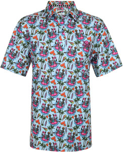 Summertime Cool-Stretch Men’s Golf Shirt (Sea Blue) Tattoo Golf