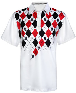 Monster Cool-Stretch Golf Shirt (White) Tattoo Golf
