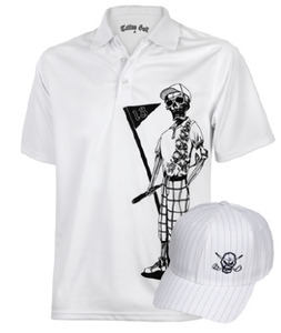 Mr. Bones Men’s Polo & Clubhouse Golf Hat – White Tattoo Golf