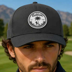 Products: Palm Tree Performance Golf Hat (Black) Tattoo Golf