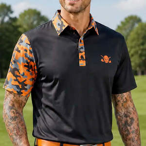 Products: VIP Cool-Stretch Men’s Golf Shirt (Black/Orange) Tattoo Golf