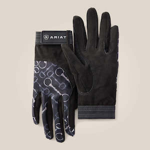 Ariat TEK Grip Glove Charcoal Bit Print