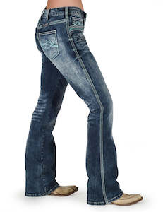 Jeans: Cowgirl Tuff Turquoise Hurricane Bootcut