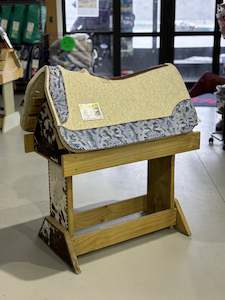 Saddle Blankets Wester: 5 Star The Barrel Pad Natural Custom with Blue Jean Laredo Leathers