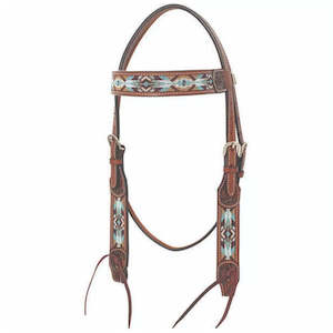 Bridles Western: Circle Y Buckskin Beaded Browband Headstall
