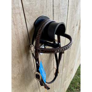 San Saba Copenhagen Brown Floral Pony Headstall