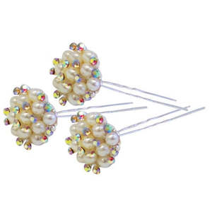 Hair Accessories: Huntington Hair Pins - Stone/Pearl 3 piece set