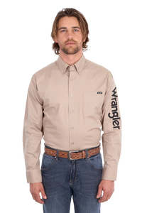 Rider Wear: Wrangler Men’s Flex Tech Logo 1-Pocket Button Down Long Sleeve Shirt