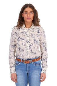 Rider Wear: Wrangler Women’s Ivory Print Western Long Sleeve Shirt