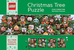 LEGO Christmas Tree Puzzle: Four Connecting 100-Piece Puzzles