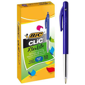 PEN BIC CLIC MED BLUE BOX 10