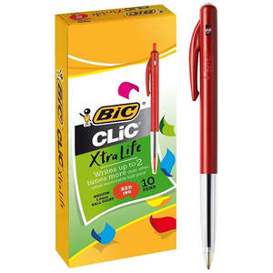 PEN BIC CLIC MED RED BOX 10