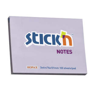 Stationery: Stick'n Notes Pastel Purple 76x101mm 100 sheet