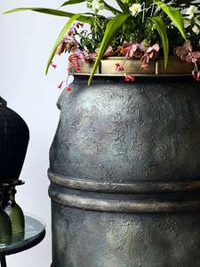 Furniture Inspiration: Not For Sale - Plastic Olive Barrel Turned Into A Decorative Stone Outdoor Pot Tutorial