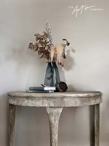 Not For Sale - Mahogany half round table in Artisan Stone  - Tuscan style stone finish