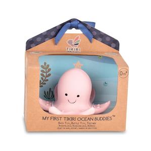 Rattle Teether Toy: Octopus - Organic Baby Teether Rattle & Bath Toy (Gift Box)