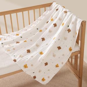 Pillows Blankets: 6-Layer Super Soft Kids Bath Towel - Happy Bear (110x110cm)