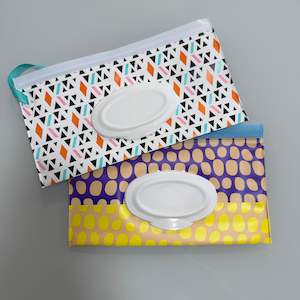 Nappies Wipes: Retro & Geometric Reusable Wet Wipes Pouch - Portable and Convenient (2 Pack)