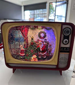 Vintage TV Christmas Musical Snow Globe - Santa, w/ Light & Sound (USB or Battery Powered)