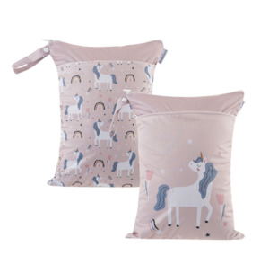 Storage Solutions: Unicorn & Rainbow Double Pocket Eco-Friendly Large Wet Bag (2 Pack)