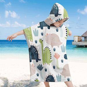 Annual Sale: Kids Hooded Bath Towel - Roar-ing Dinosaur (75x65cm)