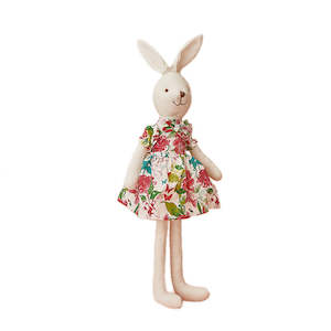 Soft Plush Toys: Floral Dress Bunny Comfort Play Doll - Faye (40cm)