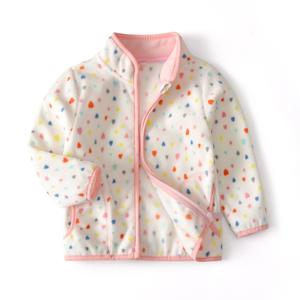 Kids Clothing Accessories: Autumn Winter Kids Fleece Jacket - Hearts Polka (2-6 years)