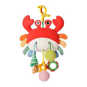 Soft Plush Toys: Crab Stroller Toy with Clamp, Mirror, Rattles, Sensory Crinkle and Squeaky Toy (3-12 months)