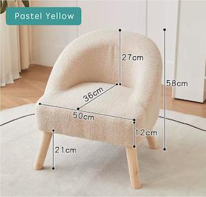 Kids Furniture: Taylen Premium Lounge Chair Kids Sofa - Velvet Light Blue | Sherpa Pastel Yellow *Pre-Order