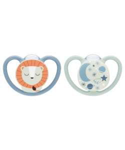 Nursery Collection Baby: Nuk Space Night Silicone Soother 0-6m | 6-18m | 18-36m (2 Pack) Assorted