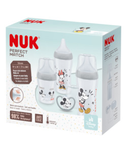 Gift Set: NUK Disney Mickey Mouse Perfect Match Set - Baby Bottles + Baby Soother