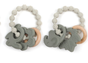 Baby Teether & Sensory Ring – Bunny & Elephant (Twin Pack)
