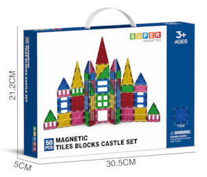 Gift Ideas For Dino Whiz Kids: Super Magnetism - 50pcs Magnetic Tiles Blocks Castle Set (3 years+)