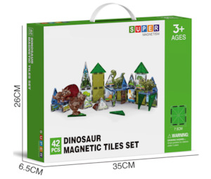 Gift Ideas For Dino Whiz Kids: Super Magnetism - 42pcs Dinosaur Magnetic Tiles Toy Set (3 years+)