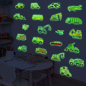 Kids Room Decor: Glow in the Dark Construction Truck Wall Decals – Kids Room & Nursery Decor
