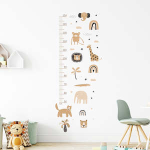 Kids Growth Chart Height Ruler Sticker - Wild Animals & Rainbow