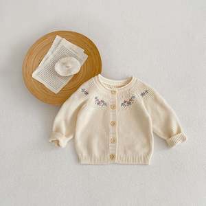 Tayloranne Baby & Toddler Knit Cardigan - Floral in Cream (3-36m)