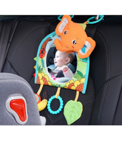 Soft Plush Toys: 2-in-1 Car Seat Mirror Travel Toy & Tummy Time Toy: Fox | Elephant (0m+)