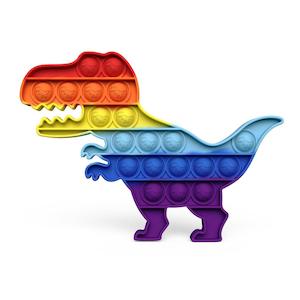 Gift Ideas For Dino Whiz Kids: Silicone Push Pop It Bubble Fidget Toy - Rainbow Dinosaur