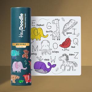 HeyDoodle Into The Wild Playmat (Mini)- Reusable Colouring Set