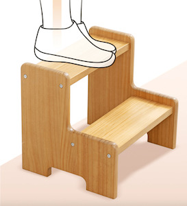 Kitchenware Essentials: NZ Pine Kids Wooden Step Stool 36x34x40cm