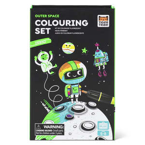 Kids Toys Gifts: Tiger Tribe Neon Colouring Set - Outer Space (5 years+)